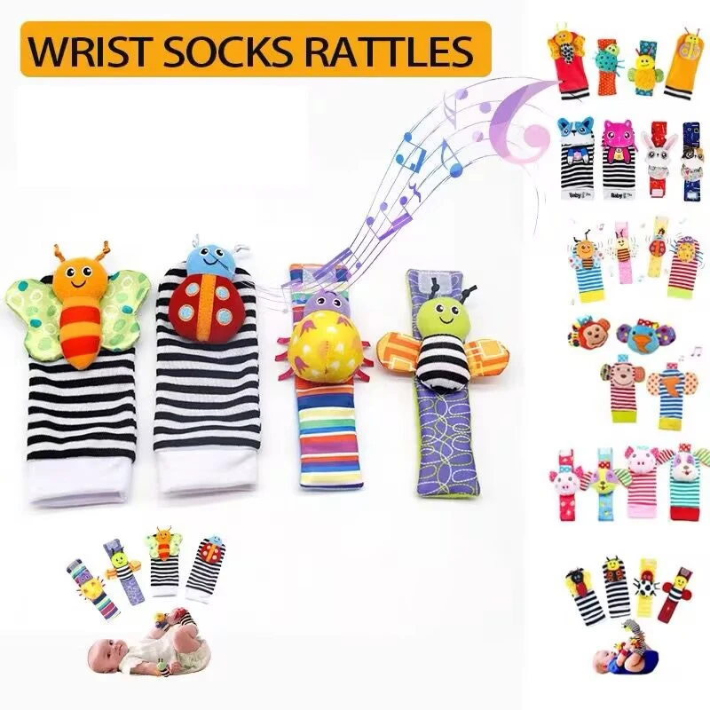 Baby Infant Wrist Rattle Socks Toys 0-12 Month Girl Boy Learning Toy Early Educational Development Cute Toddlers Sensory Gifts