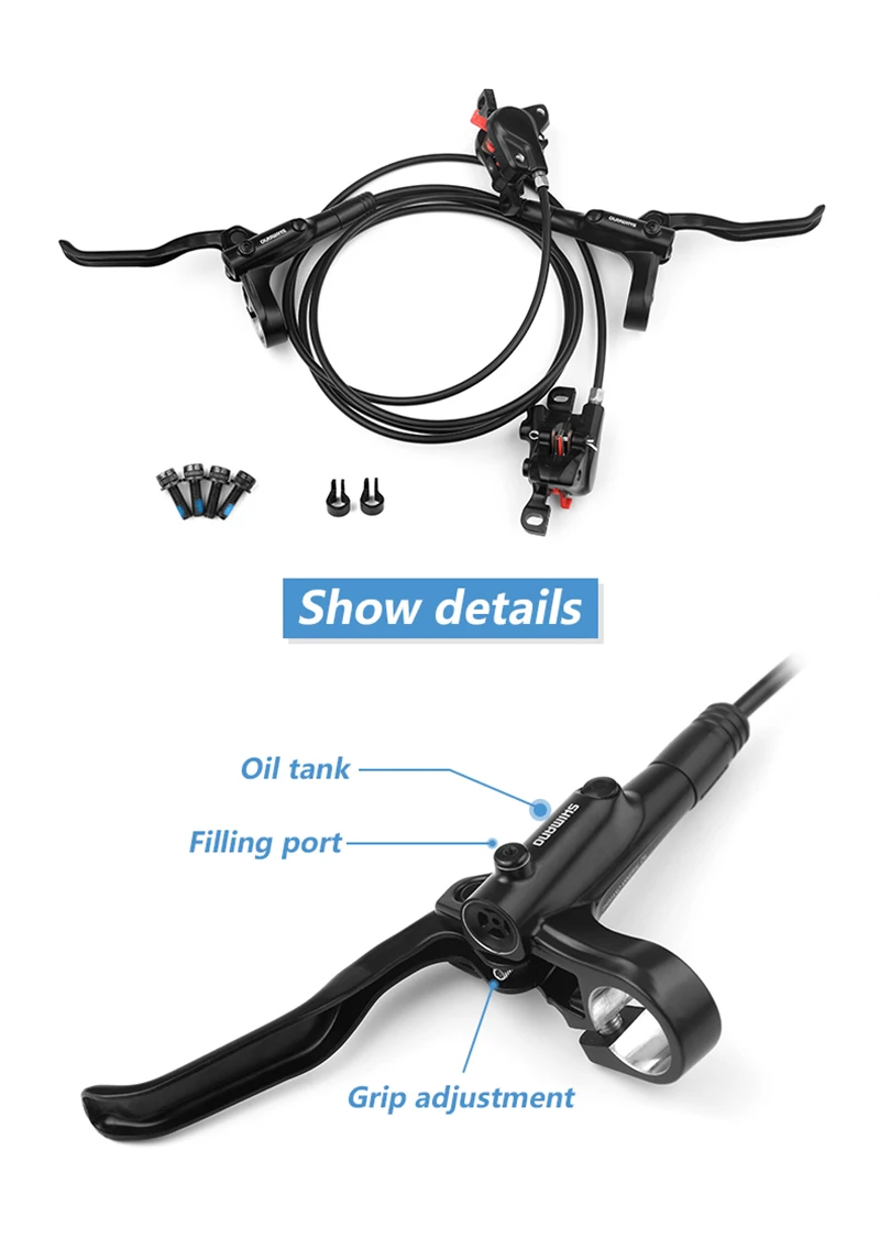 Shimano MT200 caliper mounted on a bicycle frame