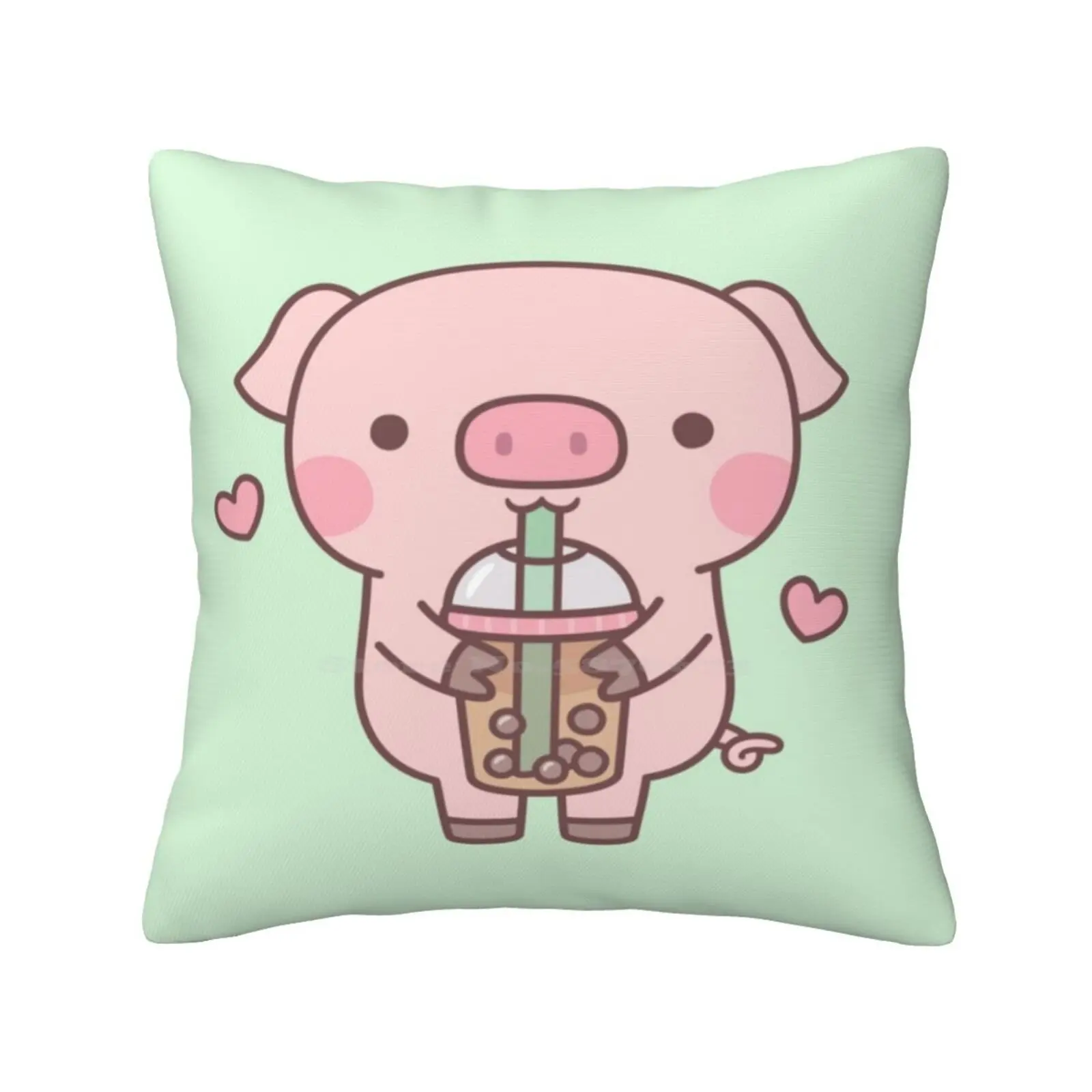 Cute Little Piggy Loves Boba Tea Federa Per Cuscino Bubble Tea Cute Pig Boba Tea Beverage Perle Di Tapioca Ice Tea Boba Milk