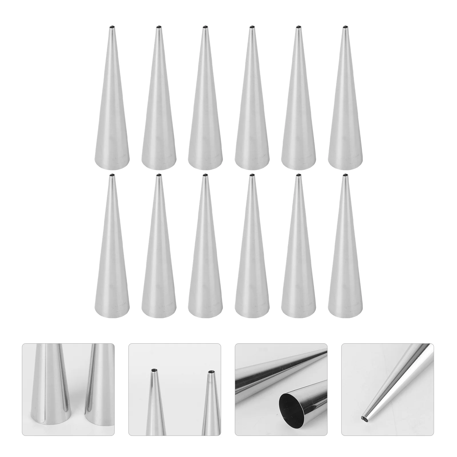 

12/16/24PCS Stainless Steel Pastry Cream Horn Molds Conical Tube Cone Pastry Roll Horn Mould Kitchen Baking Coil Tool