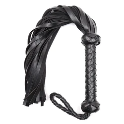 Premium Faux Leather Equestrian Riding Crop for Horse Training and Performance (Black)