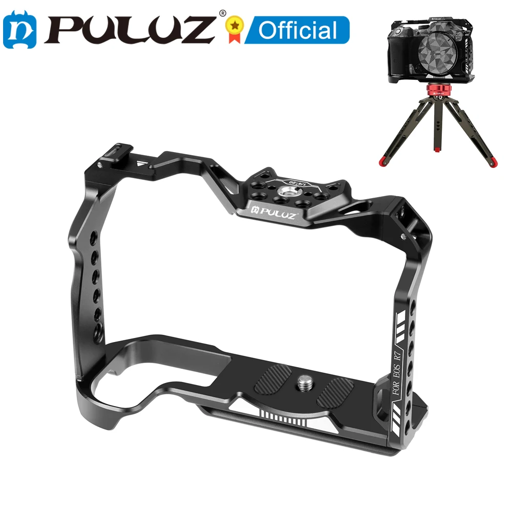 

For Canon EOS R7 PULUZ Aluminum Alloy Metal Camera Cage Stabilizer Rig 1/4 & 3/8 screw holes EOS R7 Camera Cage