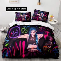 Arcane Anime Game Jinx Bedding Set Bedding Set Cute Quilt Cover Bed Cover With Pillowcase Twin Single Queen King Size Boys Adult 1