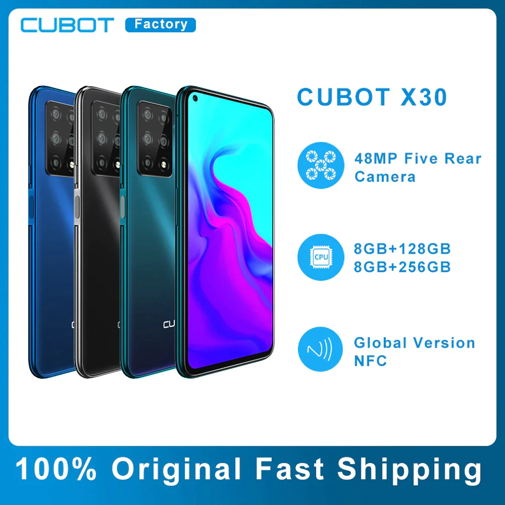 

Смартфон Cubot X30 на Android 10, экран 6,4 дюйма, 8 ГБ + 128 ГБ