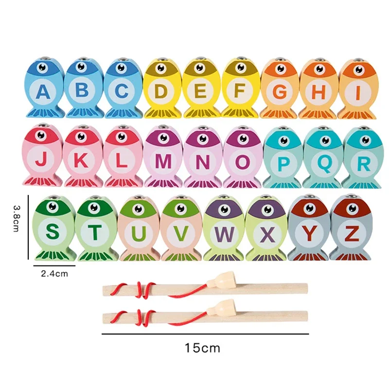 Kids Wooden Fishing Game Toys Gifts Early Education Alphabet Numeric Cognitive Toys Children Interactive Games Toys for Gifts 5