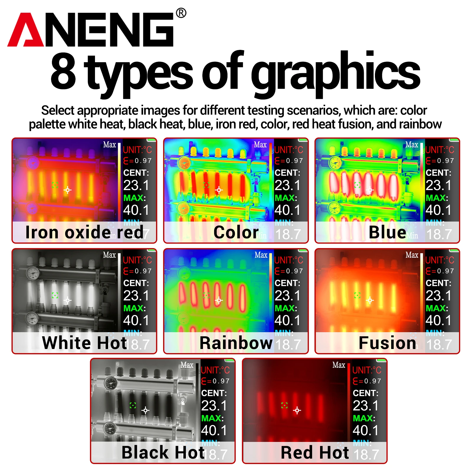 ANENG AR02 2 in1 멀티미터 열화상 카메라 적외선 온도계 240×240 IR 해상도 96×96 IR 센서-20 ° C150 ° C 온도