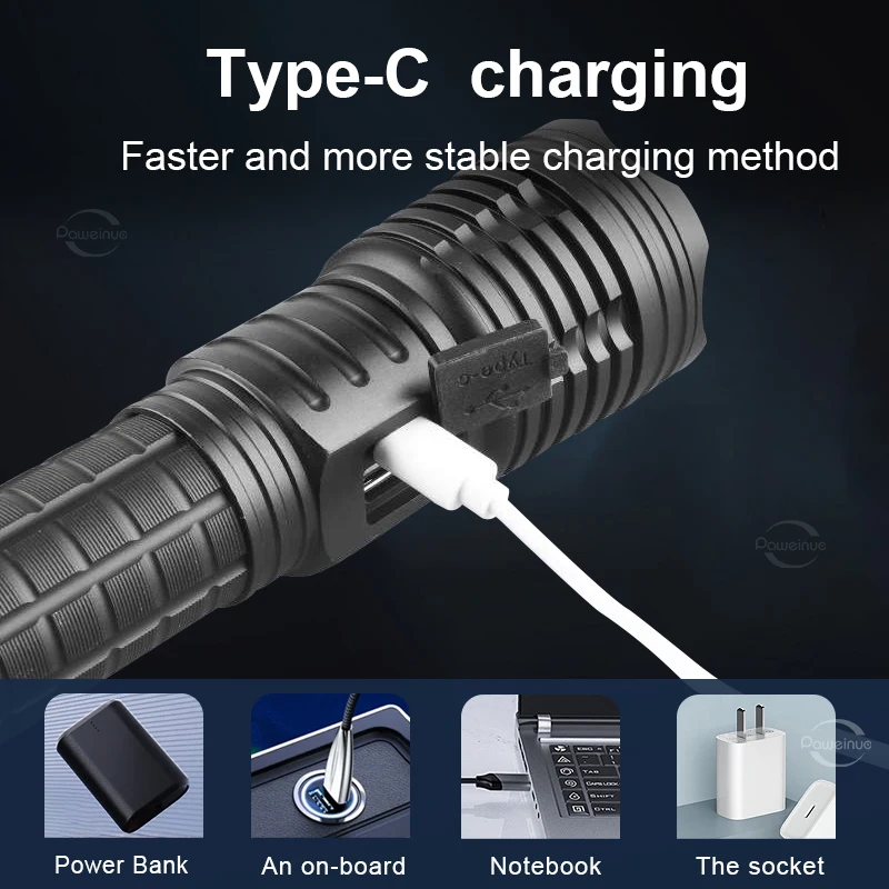 1000000LM Rechargeable Zoom Flashlight 4