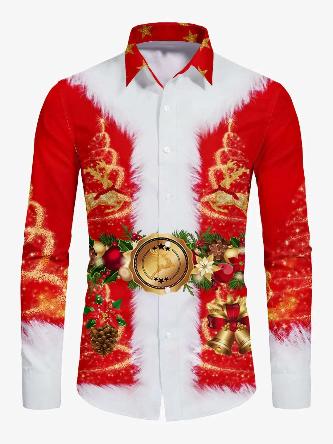 

Men's Christmas Print Regular Fit Long Sleeve Shirt