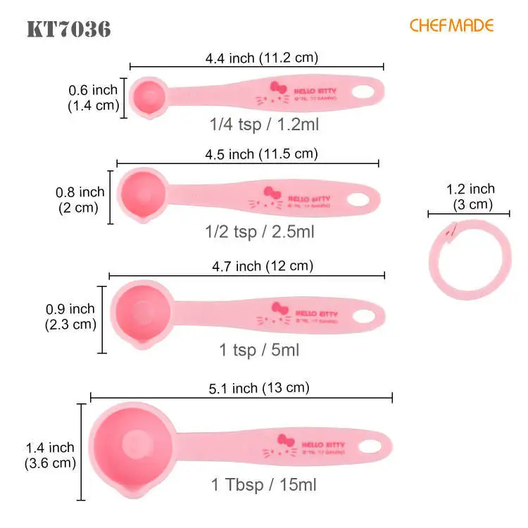 

4 шт., пластиковые ложки Hello Kitty для кухни