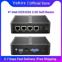 Yohirs Cheap N4000/J4125/N5000 Soft Router Fanless Mini PC 4x Intel i225/i226 2.5G LAN pfSense Firewall Appliance ESXI AES-NI