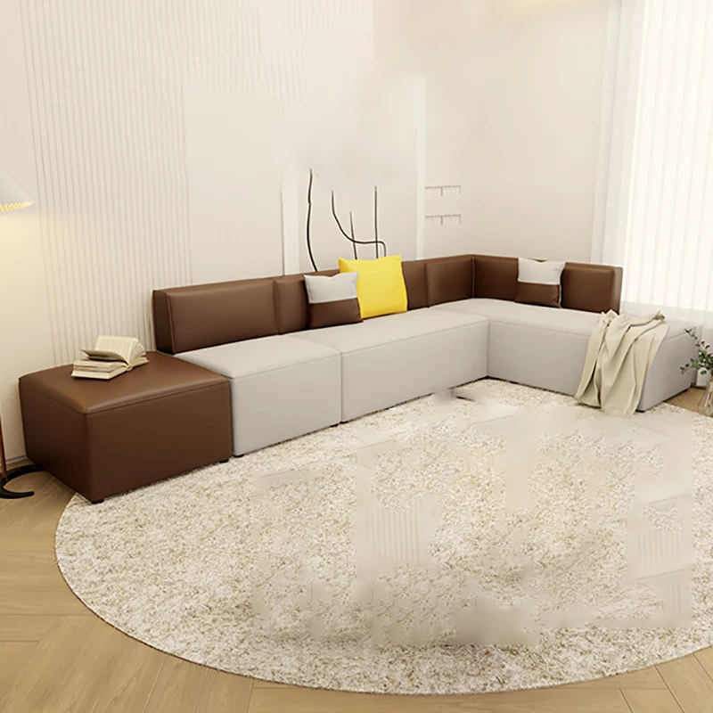 

L Shape Sectional Living Room Sofas Modern Solid Colors Nordic Corner Lazy Sofa Chair Conference Lounge Luxury Divano Furniture