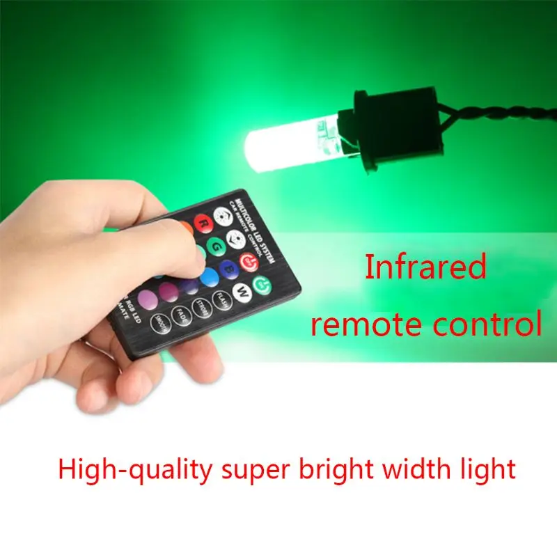 2Pcs 자동 독서 빛 T10 W5W RGB LED 전구 자동차 인테리어 돔 램프 Re D0UC
