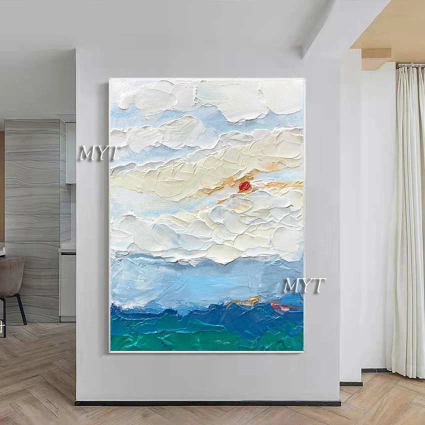 

Wall Picture Sky Cloud Hand-painted Canvas Design Abstract Paintings Thick Acrylic Art Modern Unframed Home Good Decorative Item