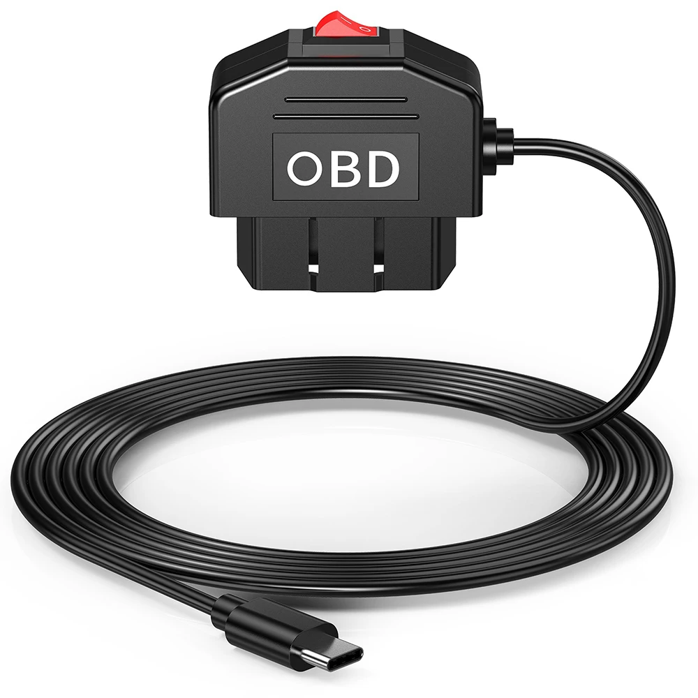 Кабель зарядного устройства OBD OBD2 для Micro USB Type-C, кабель питания для видеорегистратора, Автомобильный видеорегистратор, 24 часа, парковочные автомобильные аксессуары, Защита аккумулятора 15 Вт