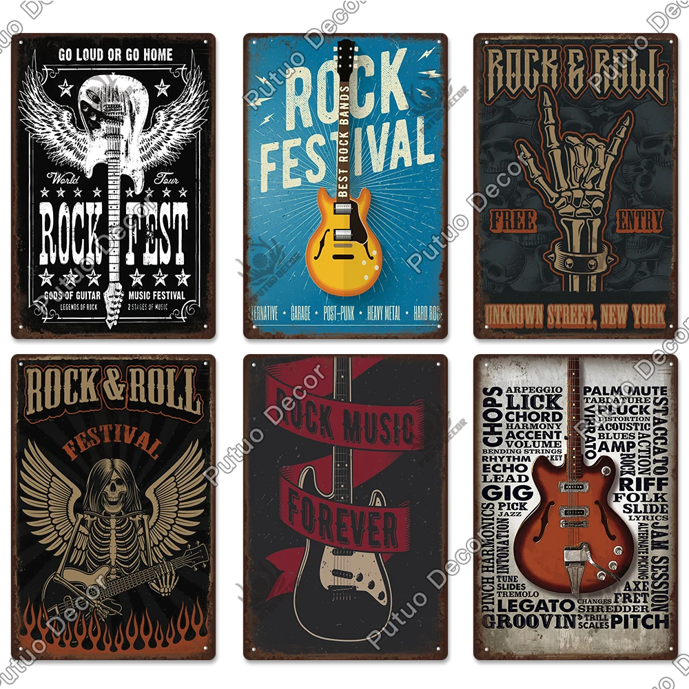 Wall Stickers Home Decor Posters Vintage Rock Tin Sign