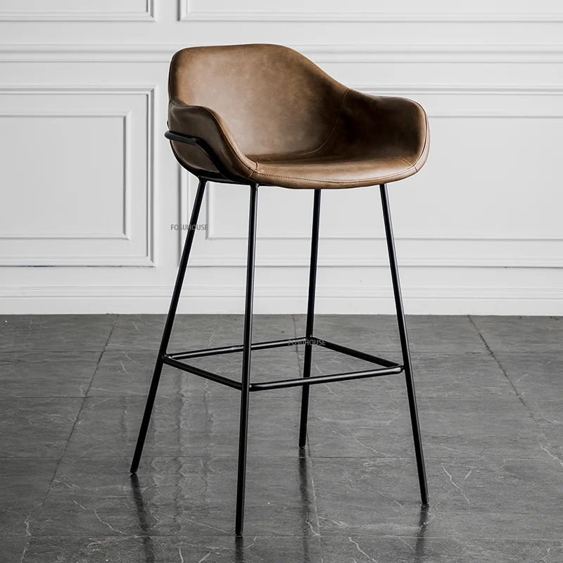 Bar chairs Nordic Iron Bar Chair Dining Light Luxury Creative Cafe Counter Barstool Kitchen Furniture HY50DC