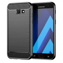 Shockproof Matte Silicone Phone Case - Soft, Durable Protection Cover for Galaxy A7 2017 (Black)