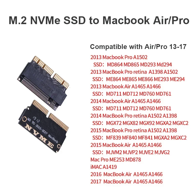 ssd adapter card for Macbook M.2 NVMe PCI-E M2 SSD converter card for Macbook Air Pro 2013- A1466 A1502