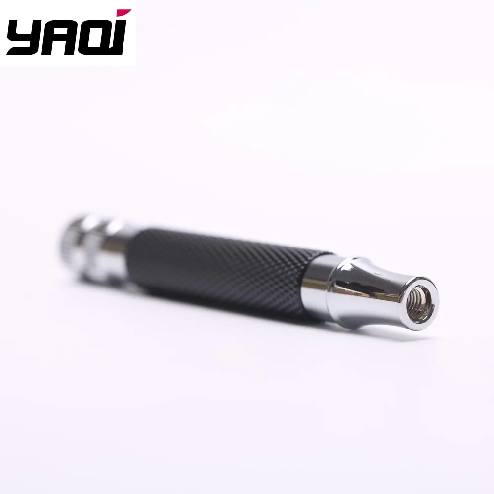Yaqi Black and Chrome Color Brass Safety Razor Handle for Mens 3