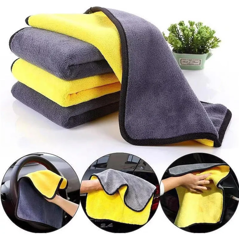 1/3Pcs 자동차 세척용 마이크로 화이버 타월 30x30/40/60CM 자동차 청소 건조용 천 헤밍 자동차 관리용 천 디테일링 자동차 세척 타월