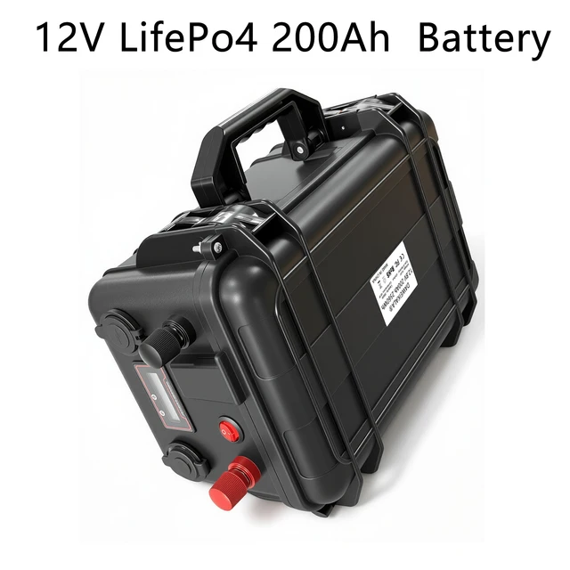 Batterie Lifepo4 12V 100Ah 200Ah pour moteur de bateau, hélice, camping-car, pêche, solaire + chargeur 10A étanche 1