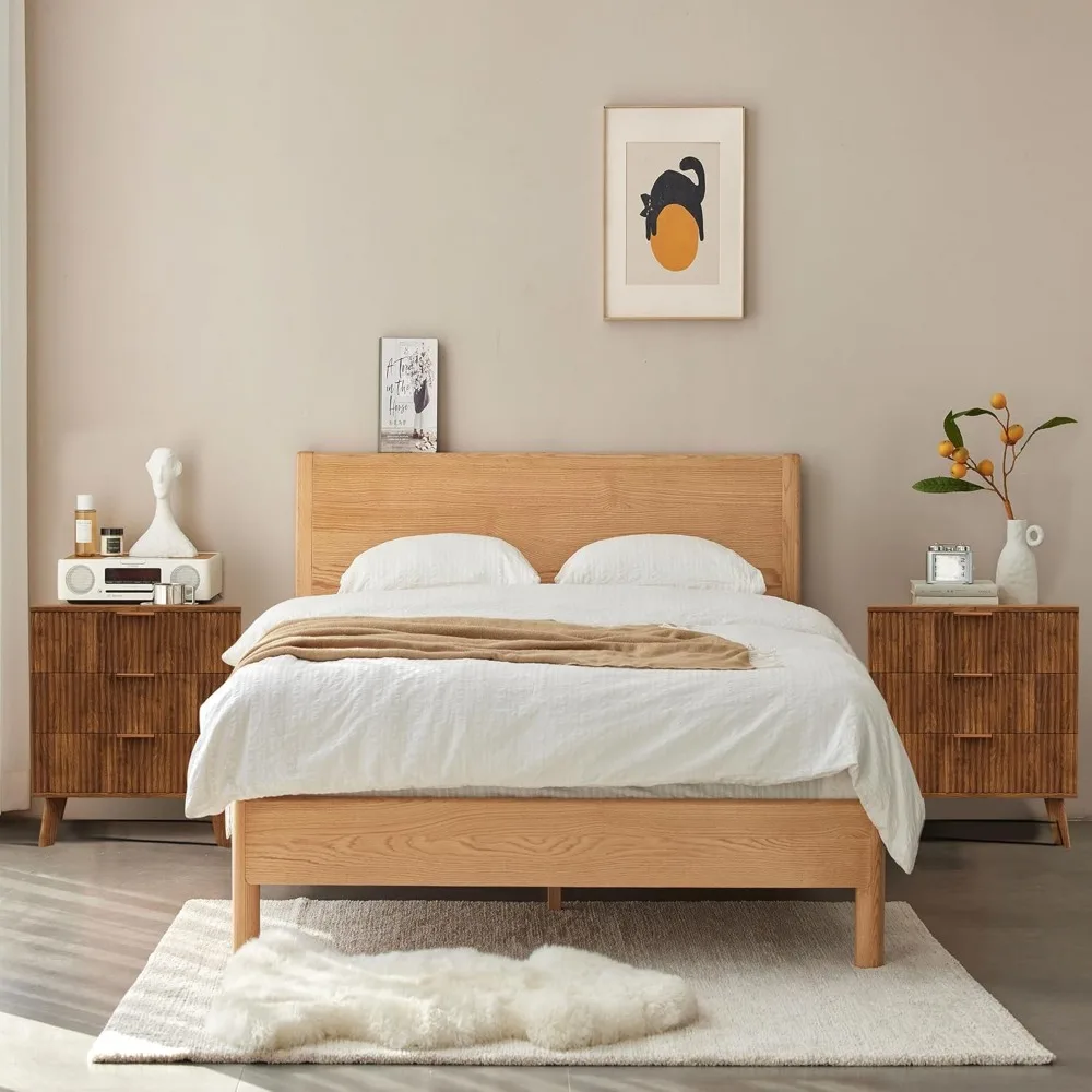 Mid Century Modern Dresser, 3 Drawer Dresser for Bedroom Wood, 3 Drawer Nightstand Set of 2, Storage Cabinet Side Table 6