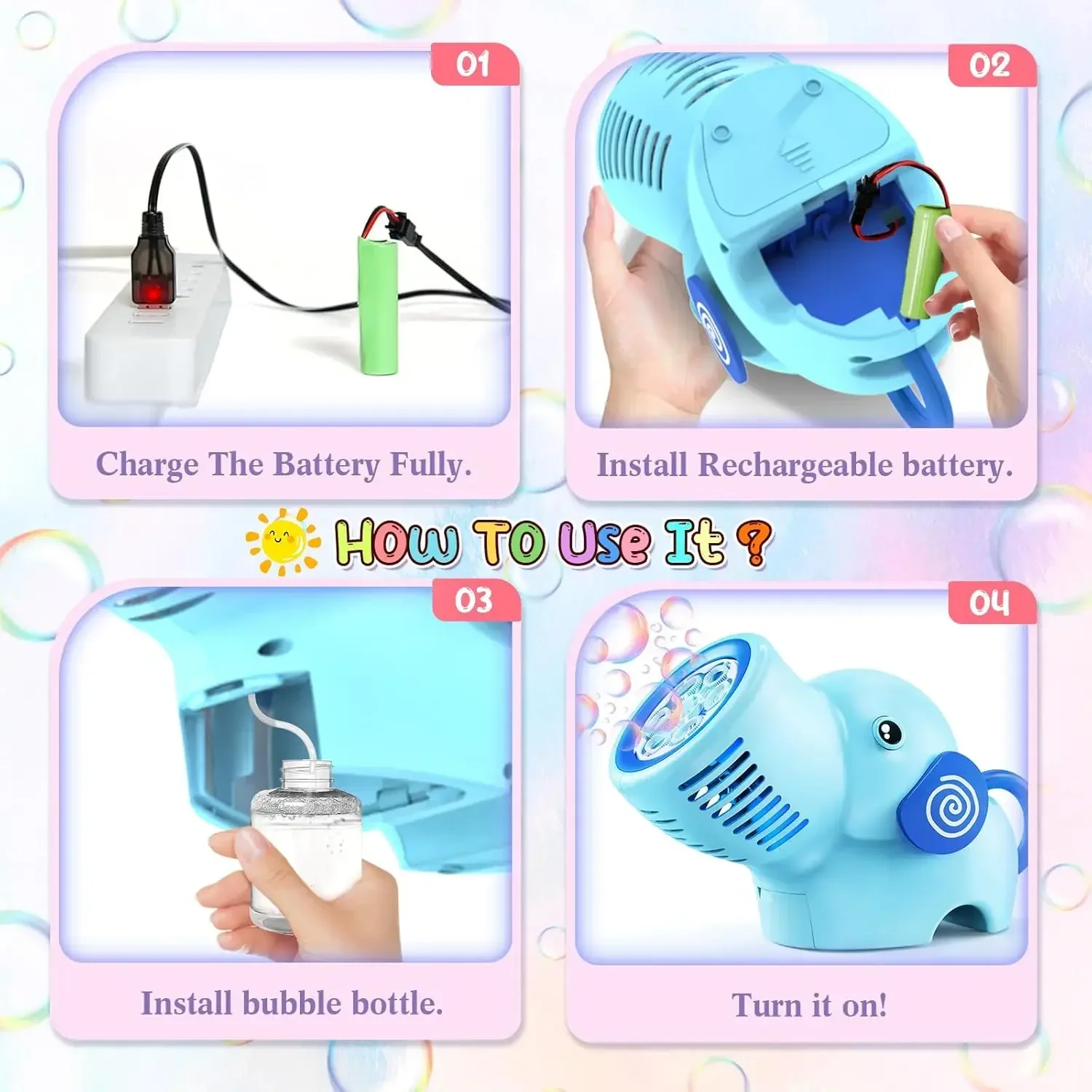 Automatic Elephant Bubble Handheld Bubble Machine Electric Cute Soap Bubble Maker Outdoor Wedding Party Toy for Kids Gift