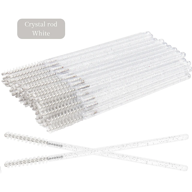 Crystal Diamond Handle Disposable Eyelash and Eyebrow Brushes - 50 Pack