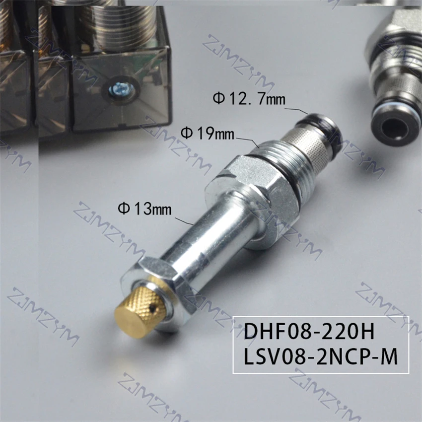 유압 스레드 카트리지 솔레노이드 밸브, 2 포지션, 2 웨이, 정상 폐쇄 DHF08-220H LSV08-2NCP-M, DC12V, DC24V, AC220V, 250bar