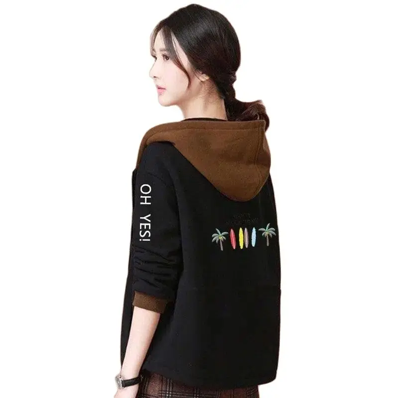 

Осень-зима 2022, Новое Элегантное студенческое пальто, Женский Повседневный простой свободный приталенный свитер с капюшоном, Женская куртка с принтом в Корейском стиле