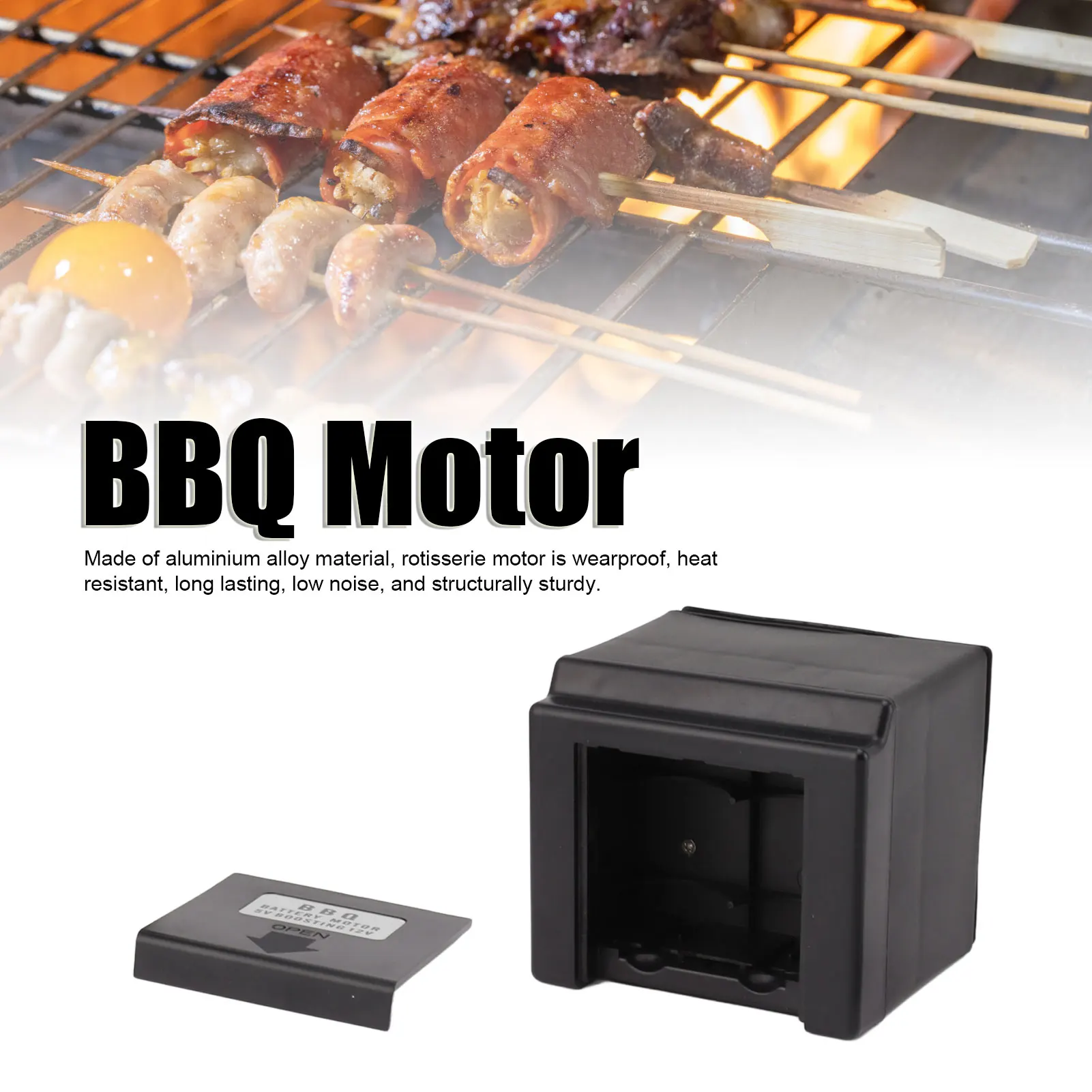 Rotisserie Motor Low Noise Waterproof On Off Switch Aluminium Alloy Grill Rotisserie Motor Powerful Heat Resistant for Outdoor