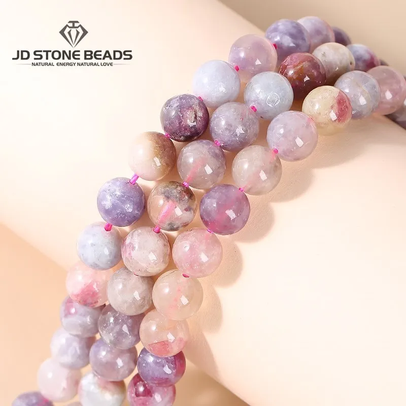 Natural Stone Beads Pink Tourmaline Round Loose Spacer Bead For Jewelry Making Diy Bracelet Necklace Accessories 15" Inch Strand 2