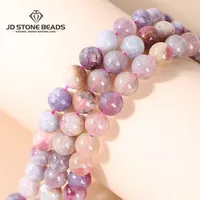 Natural Stone Beads Pink Tourmaline Round Loose Spacer Bead For Jewelry Making Diy Bracelet Necklace Accessories 15" Inch Strand 2