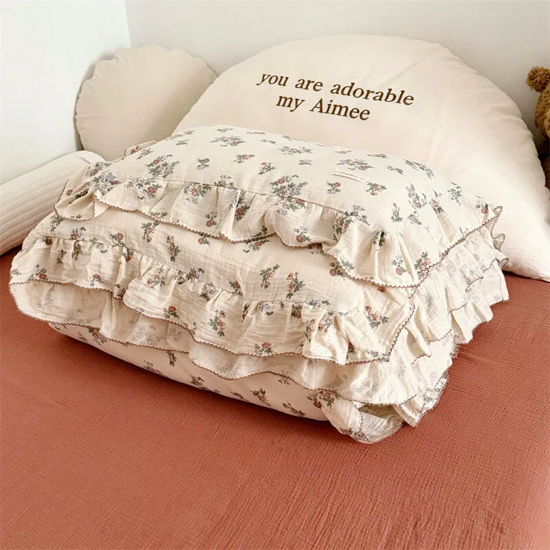 3pcs Set Cotton Floral Duvet Cover Set High-quality Cotton Muslin Bedding for Girls Twin Size Toddler Bedding