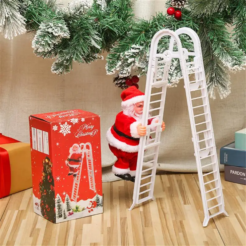 Santa Claus Climbing On Rope Ladder 2024 New Year Xmas Decor Gifts Christmas Home Pendant Xmas Trees Pendant Hanging Ornament