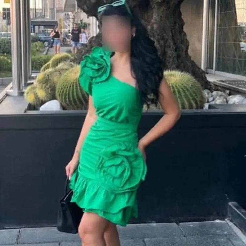 

Saudi Arabia Elegant Formal Evening Dress One Shoulder Ball Dress Sleeveless Pleated Flower Knee Length Party Dress 2024