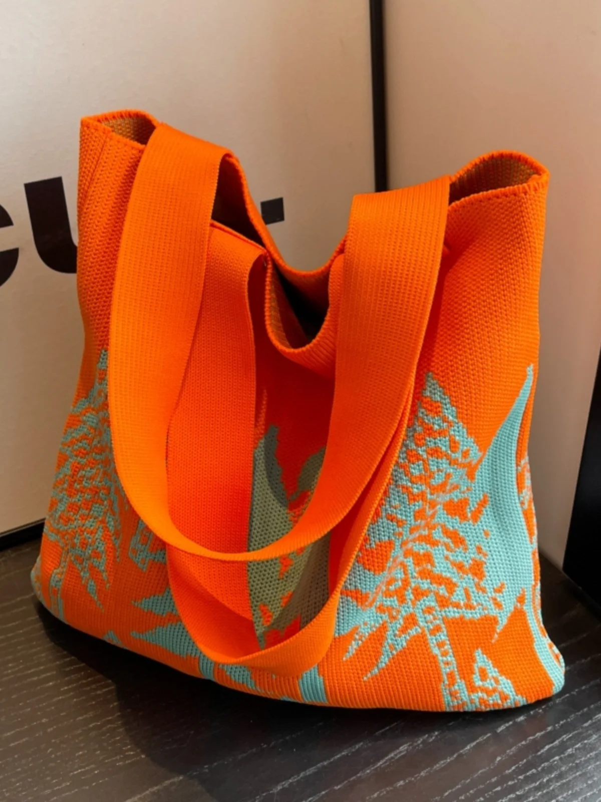 

Осенняя Женская Вязаная Шерстяная Повседневная универсальная сумка-тоут через плечо большой вместимости