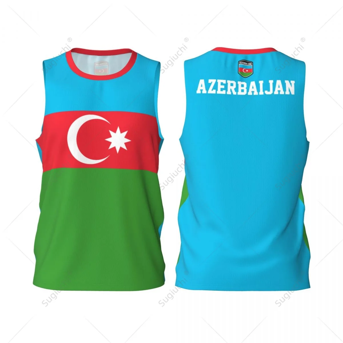 

Azerbaijan Flag Men Basketball Sports Jersey Running Fitness Multifunction Sleeveless tshirt Exclusive Custom Name Nunber