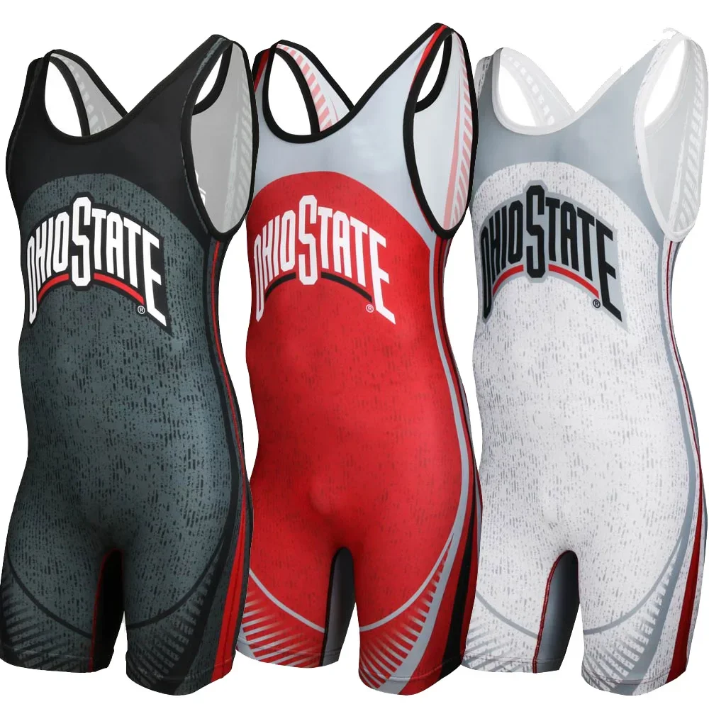 

Ohio State Wrestling Singlets Tummy Control Wear Triathlon PowerLifting Clothing Swimming Running Skinsuit Weightlifting Wear