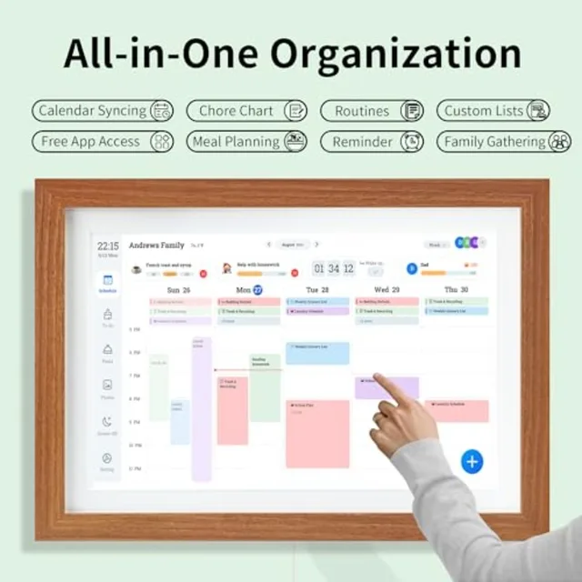 Digital Calendar and Smart Chore Chart, 10.1'' Touchscreen Family Organizer with Multi-Calendar Sync, Reward System, Photo Fram