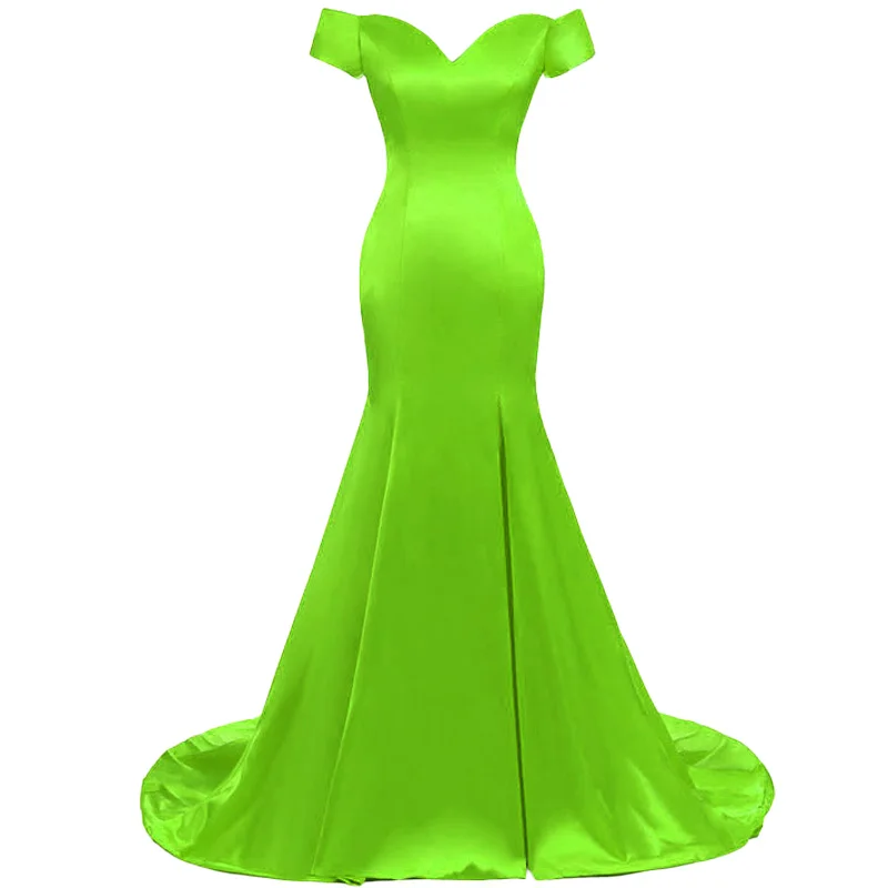 Mermaid Bridesmaid Dresses Satin V-neck Off Shoulders Wedding Party Dress African Evening Robe