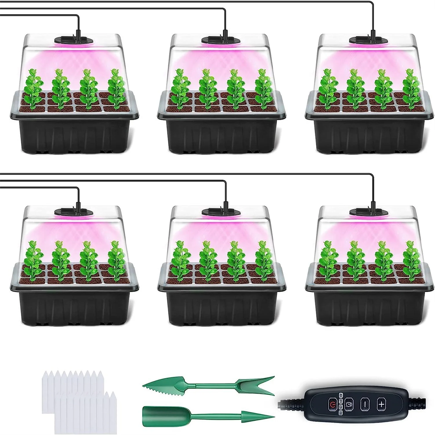 LED Seed Starter Tray Kit with Adjustable Grow Light and Timer Controller