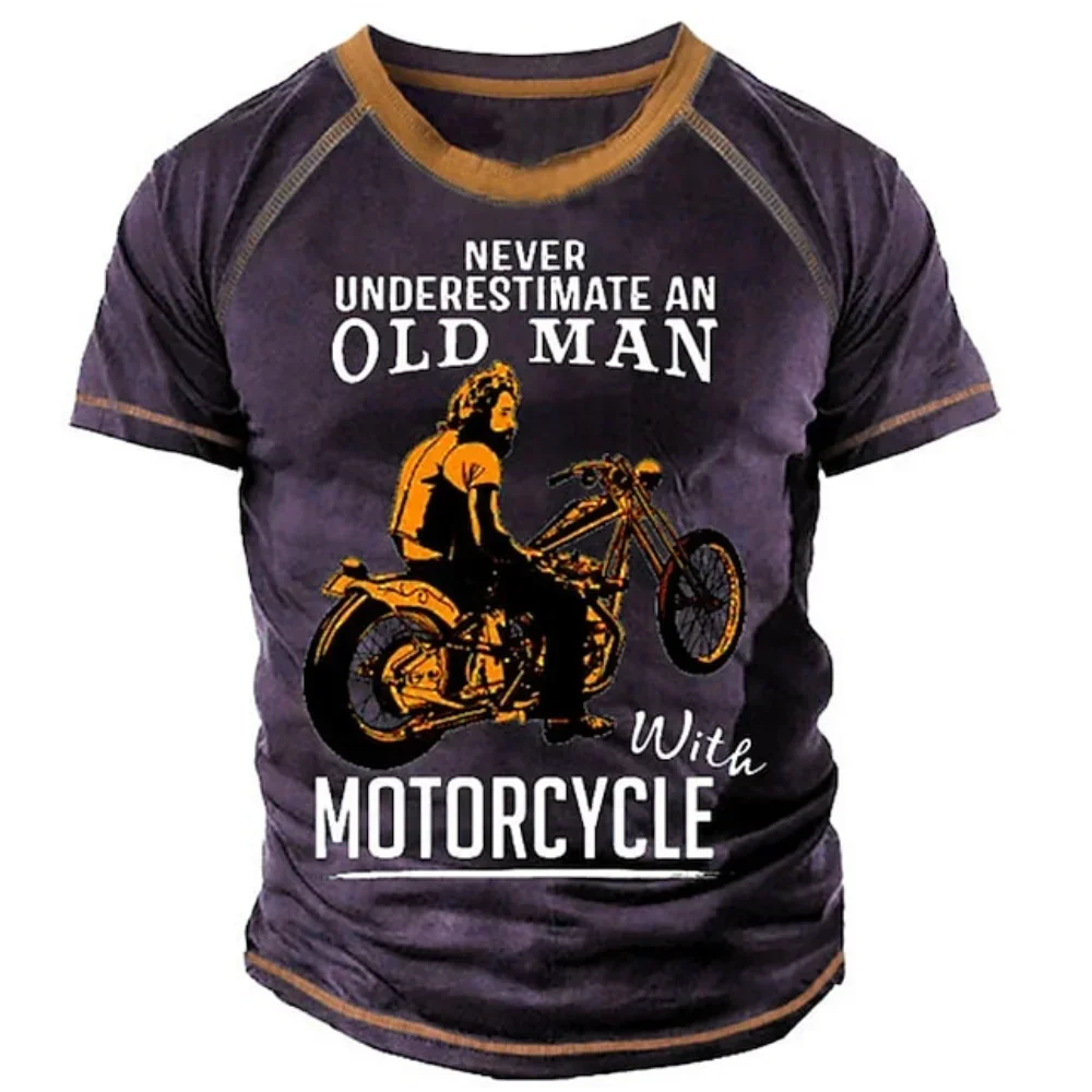 

Men's Motorcycle 3D T T-shirt Eagle Graphic Short Sleeve Vintage Street Clothing Motorcycle Tops Men's Casual Oversized Tees