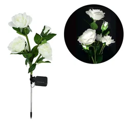 Waterproof LED Solar Rose Flower Pathway Lights (White)