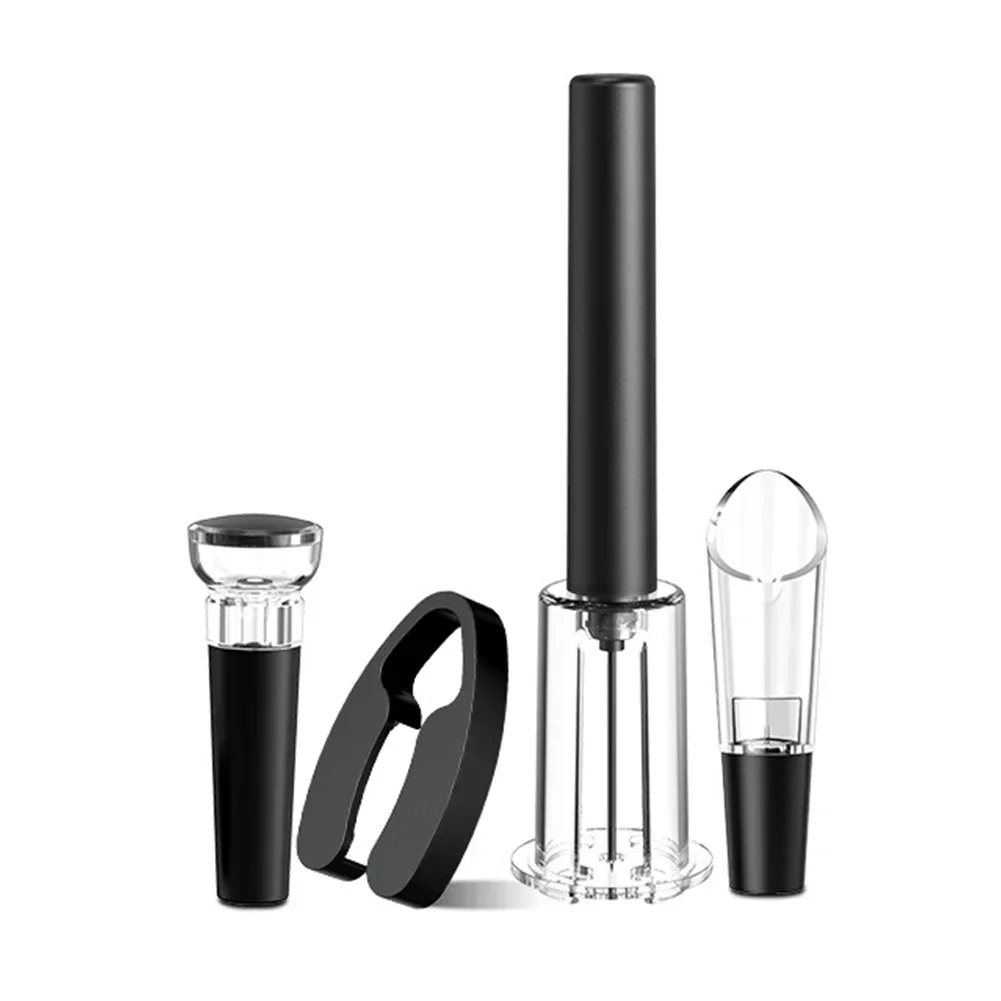 Air Pressure Bottle Opener Set With Foil Cutter,Wine Pourer And Vacuum Stopper! ABS Straight Cylinder Air Pressure Bottle Opener