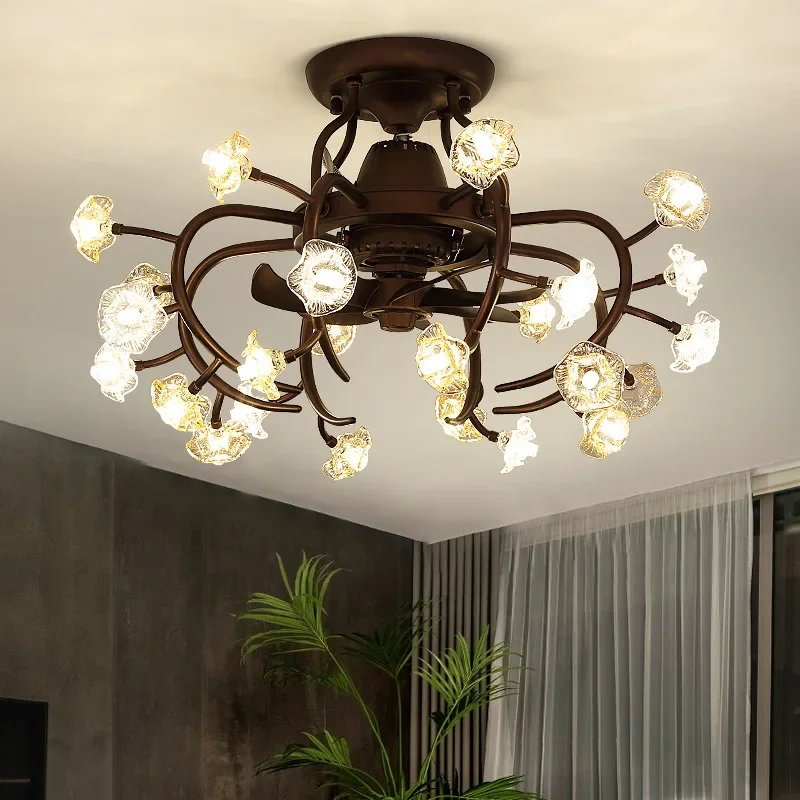 

luxury led ceiling fan with lights remote control iron ventilator lamp Silent Motor bedroom decor modern fans 8 lights