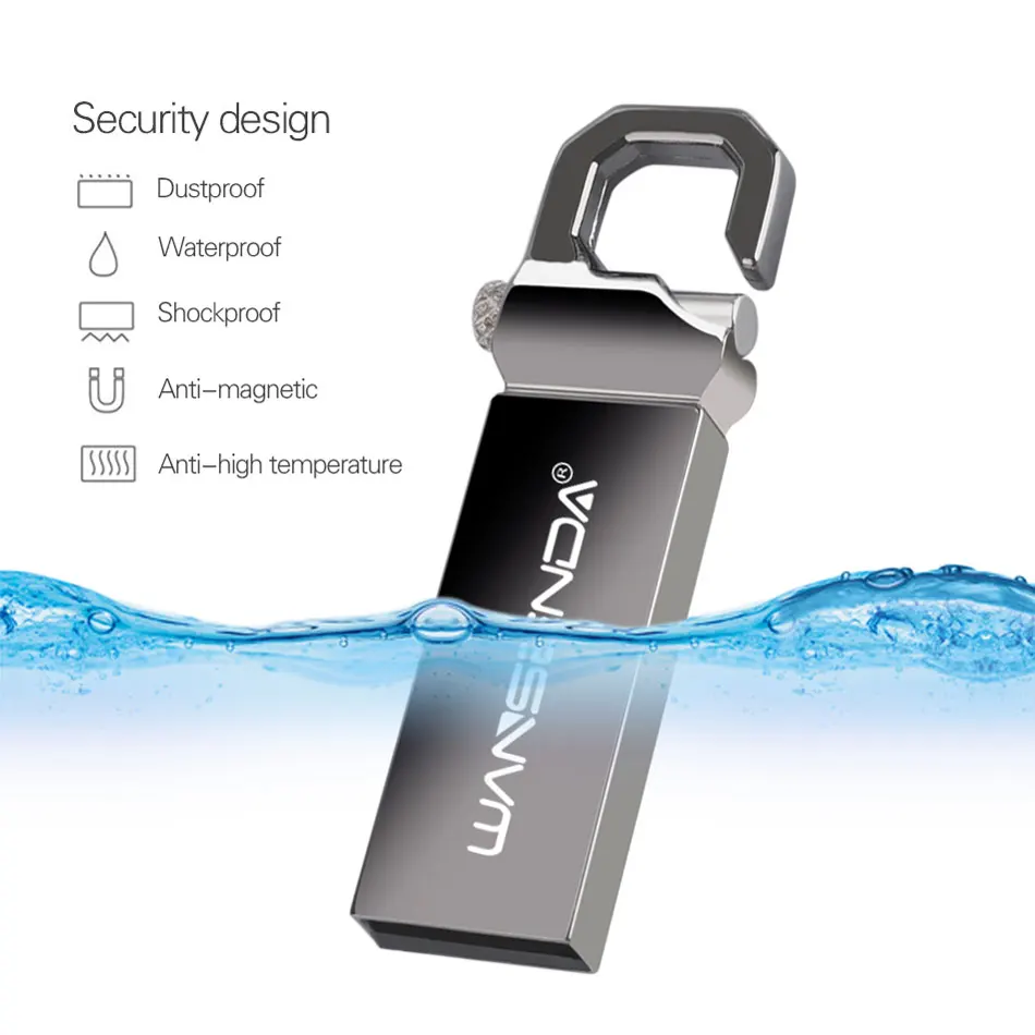 USB Flash Drive WANSENDA Keychain USB Flash Drive 128GB 64GB 32GB 16GB 8GB 4GB Metal Pen Drive Waterproof Thumbdrive
