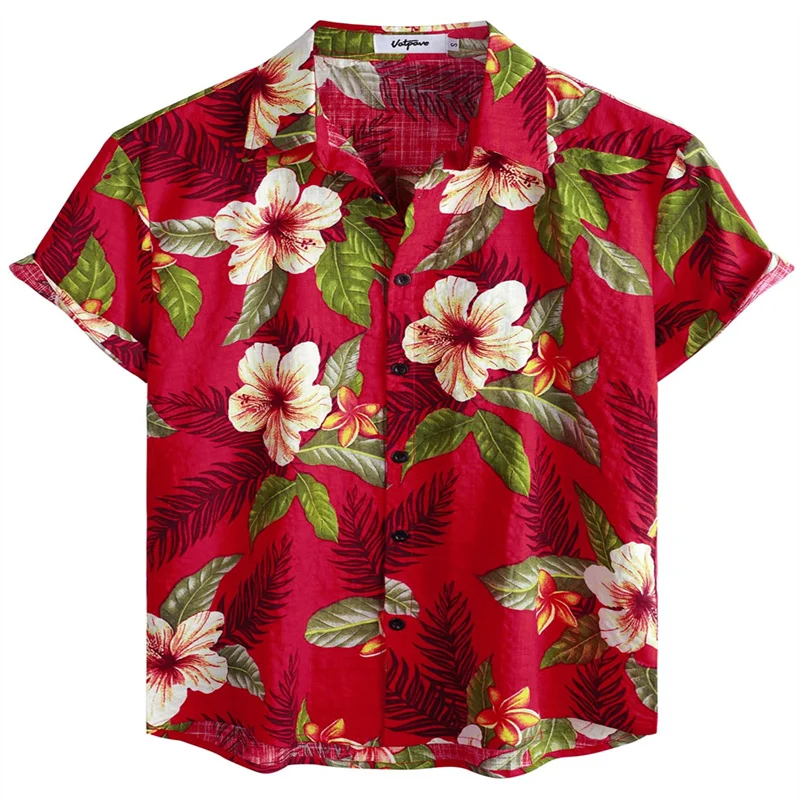 

Summer Fashion Flowers 3d Print Men Shirts Oversized Street Beach Hawaiian 2023 Mens Clothes Lapel Top Tee Shirt With Button