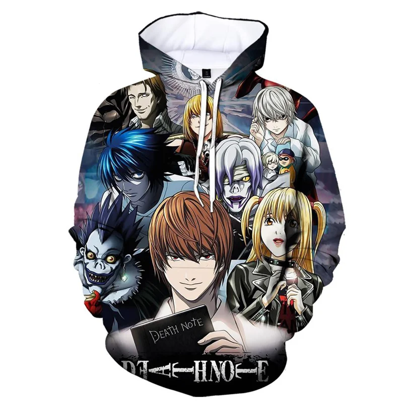 

Classic Japanese Anime Death Note Men's Hoodie Casual Japanese Cartoon 3d Printing Long-Sleeve Hoodies Cool Street Sweatshirts