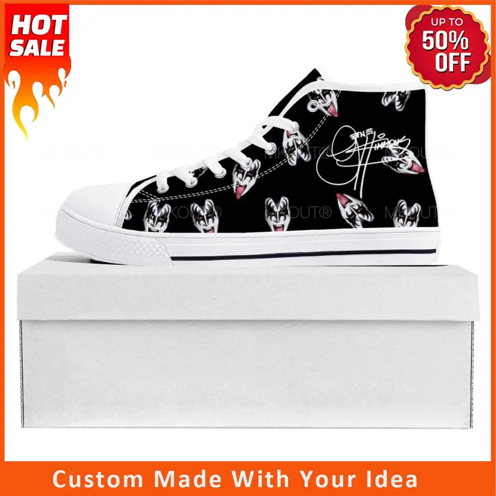 

Gene Simmons Singer High Top High Quality Sneakers Mens Womens Teenager Canvas Sneaker Casual Couple Shoes Custom Shoe White